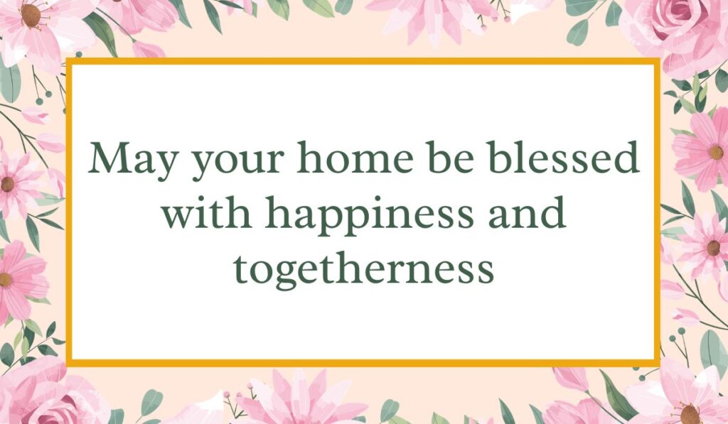 Bright white card enclosed by an elegant border of pink watercolor roses and green leaves with a thin gold inner frame, displaying heartfelt Easter wishes for family and friends: "May your home be blessed with happiness and togetherness".