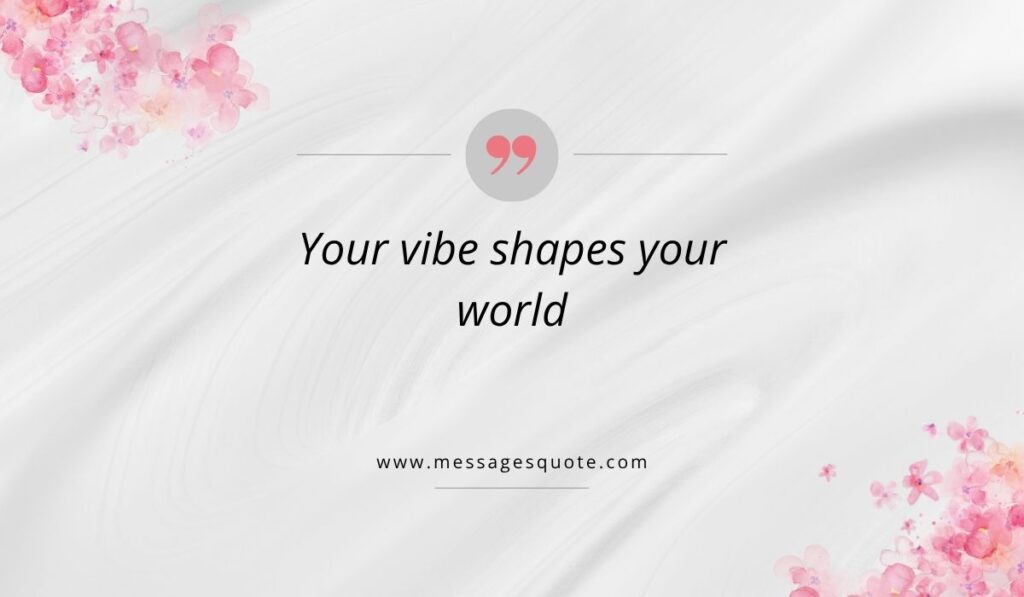 Luxurious draped white silk texture background accented with pink watercolor floral bouquets in the corners, showcasing a clean pink quotation icon above Facebook quotes for cover photo that read, "Your vibe shapes your world" with the URL www.messagesquote.com.