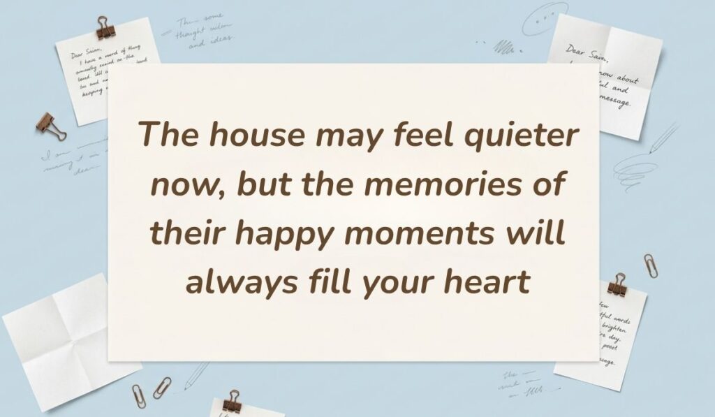 Light blue stationery flat lay with memo notes showing good morning quotes for him reading, "May your efforts be rewarded, your worries become lighter, and your dreams feel closer today"